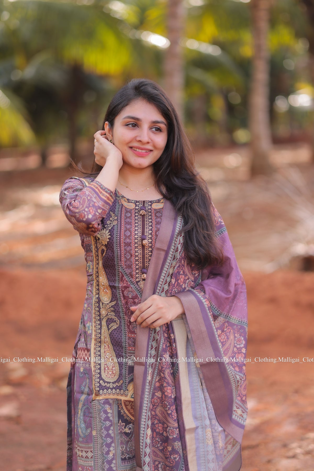 Russian Silk Jacquard with hand work in Daman Salwar Suit Set with Top, Pant and Dupatta with Pockets - Onion Pink