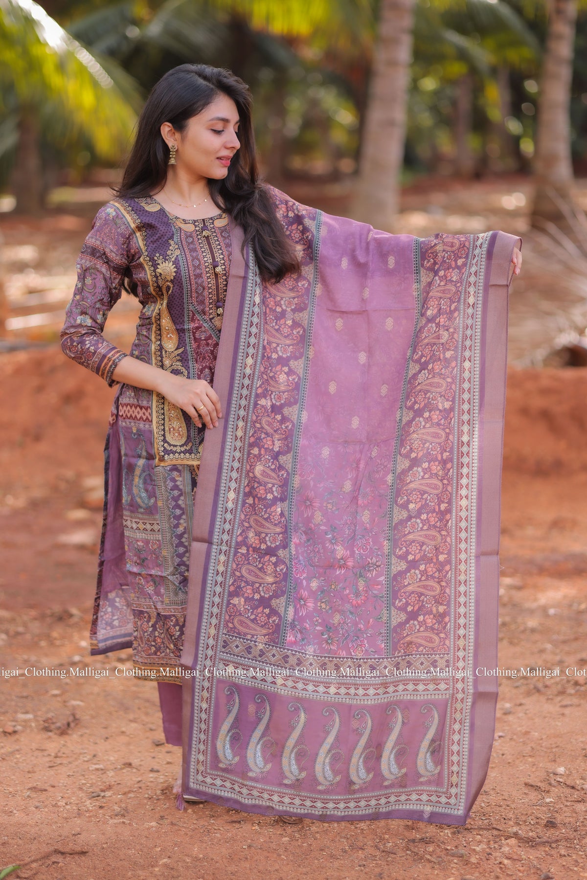 Russian Silk Jacquard with hand work in Daman Salwar Suit Set with Top, Pant and Dupatta with Pockets - Onion Pink