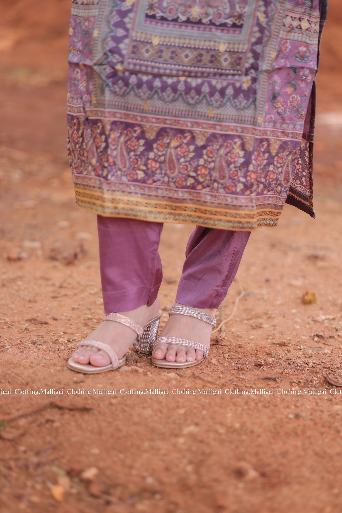 Russian Silk Jacquard with hand work in Daman Salwar Suit Set with Top, Pant and Dupatta with Pockets - Onion Pink