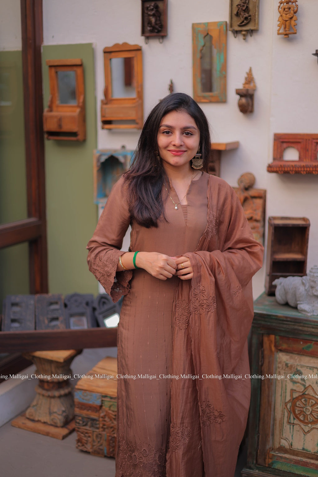Chocolate Brown Silk - 3 Piece Salwar Suit