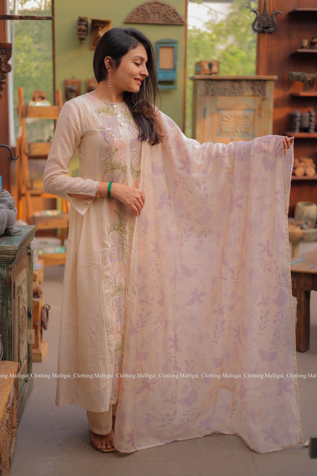 Chanderi Silk Beige - 3 Piece Salwar Suit