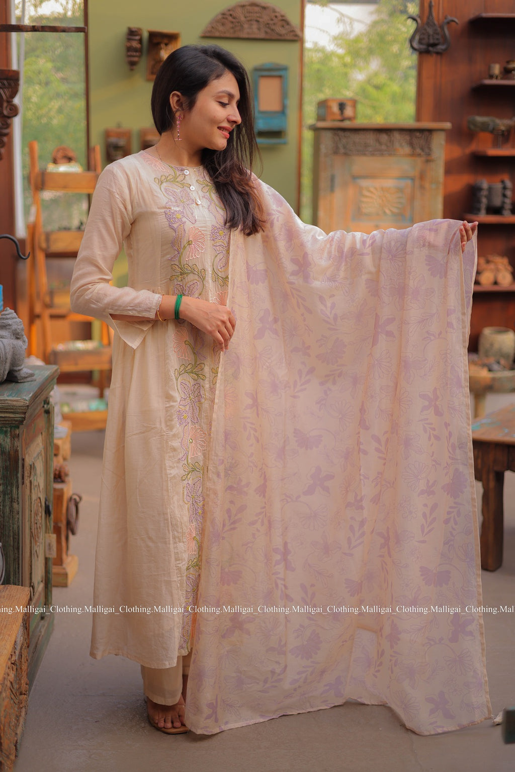 Chanderi Silk Beige - 3 Piece Salwar Suit