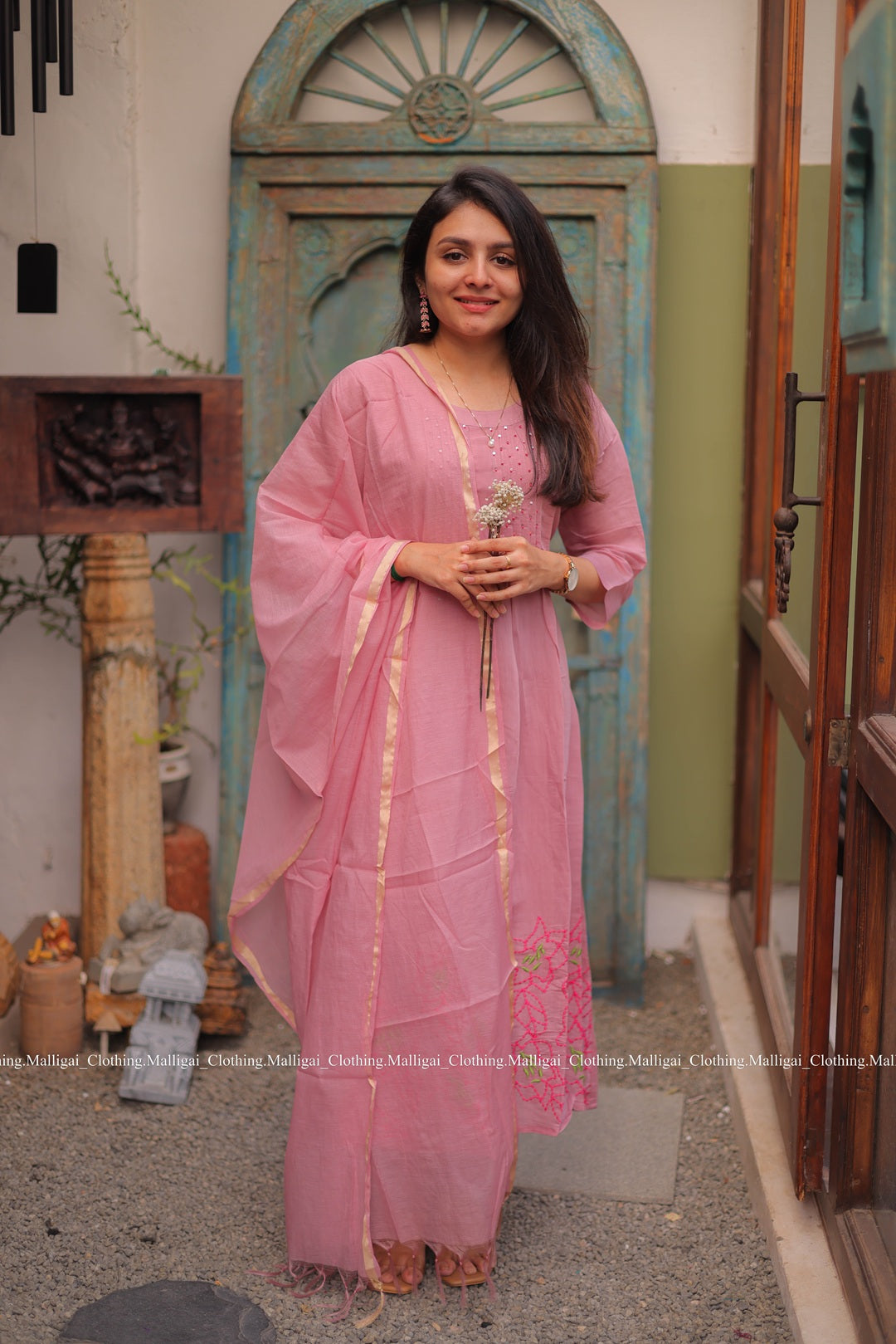Chanderi Silk Light Pink - 3 Piece Salwar Suit