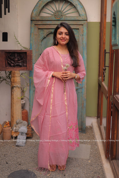 Chanderi Silk Light Pink - 3 Piece Salwar Suit
