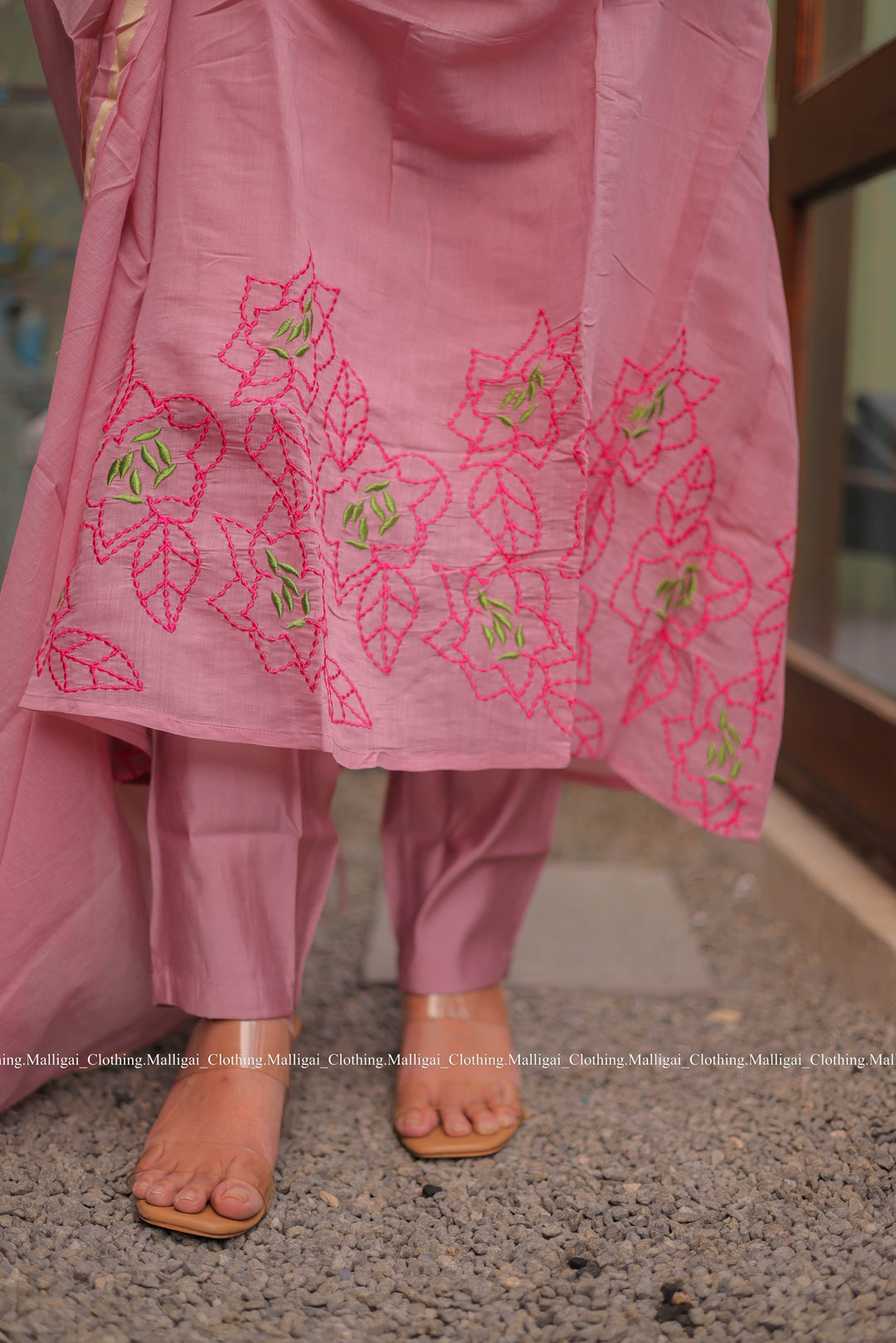 Chanderi Silk Light Pink - 3 Piece Salwar Suit