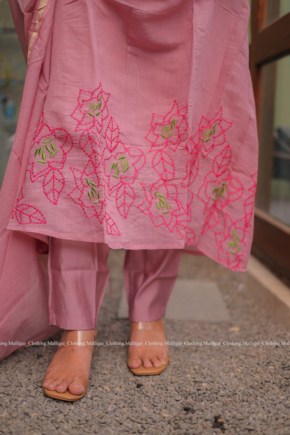 Chanderi Silk Light Pink - 3 Piece Salwar Suit