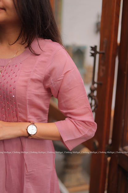 Chanderi Silk Light Pink - 3 Piece Salwar Suit