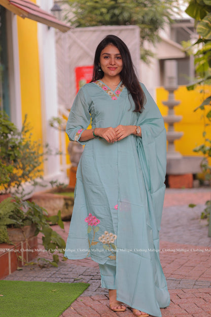 Chanderi Silk Light Sky Blue - 3 Piece Salwar Suit