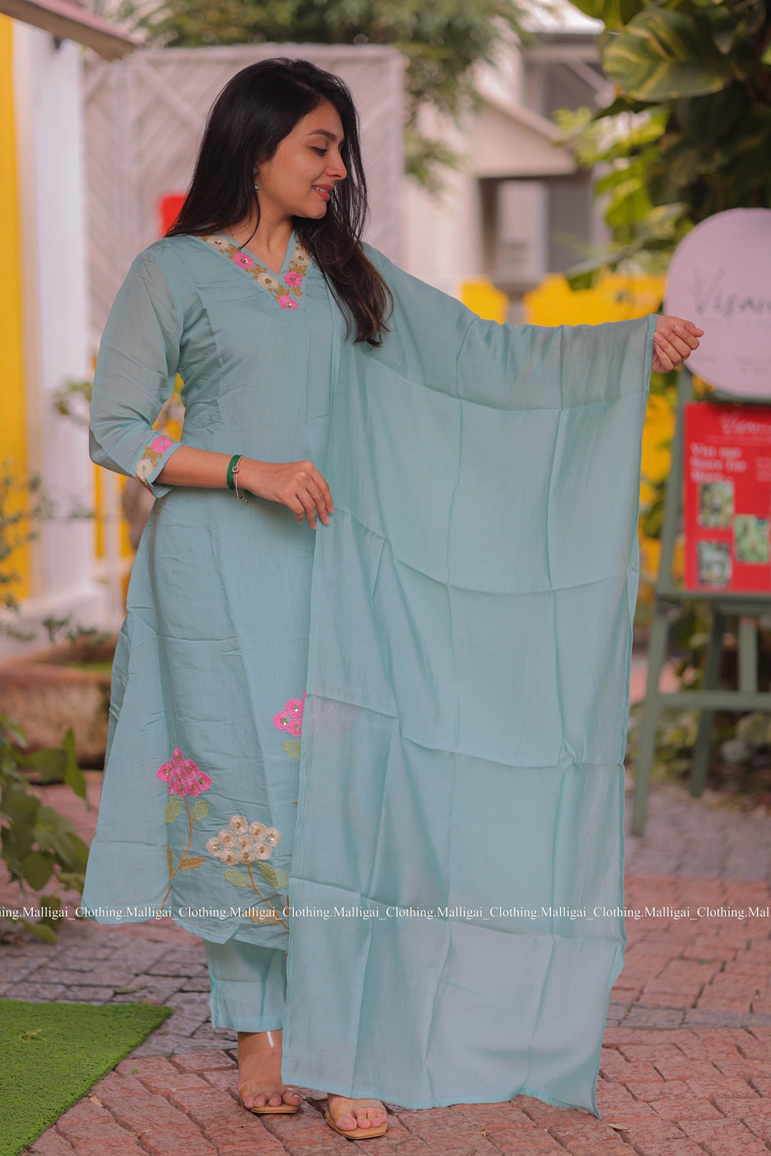 Chanderi Silk Light Sky Blue - 3 Piece Salwar Suit