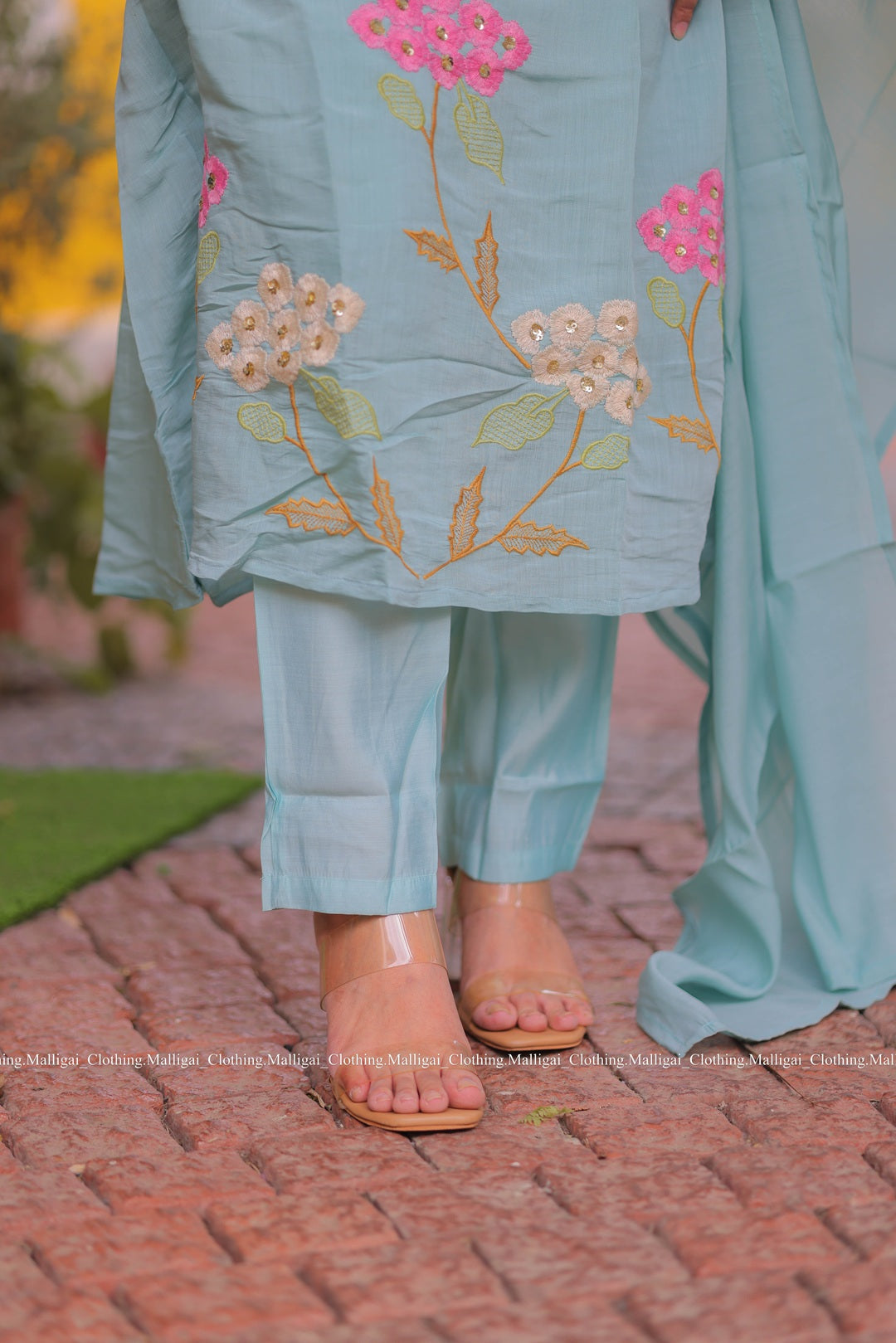 Chanderi Silk Light Sky Blue - 3 Piece Salwar Suit