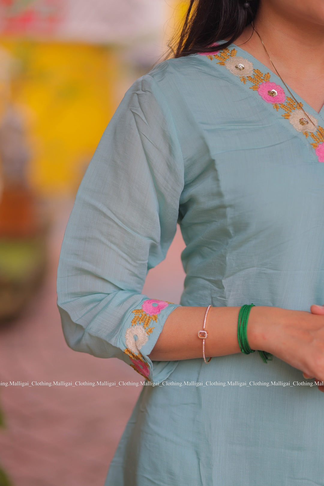 Chanderi Silk Light Sky Blue - 3 Piece Salwar Suit