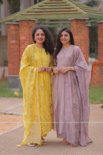 Chanderi Silk - 3 Piece Salwar Suit - Lavender