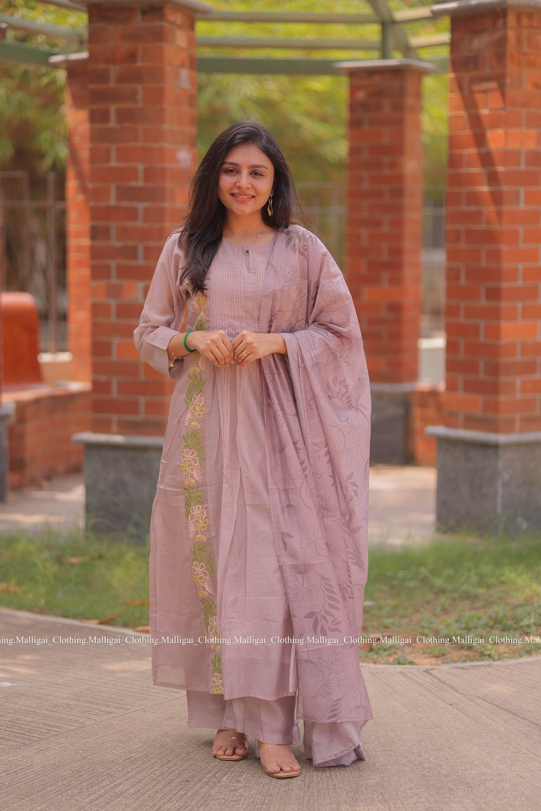 Chanderi Silk - 3 Piece Salwar Suit - Lavender