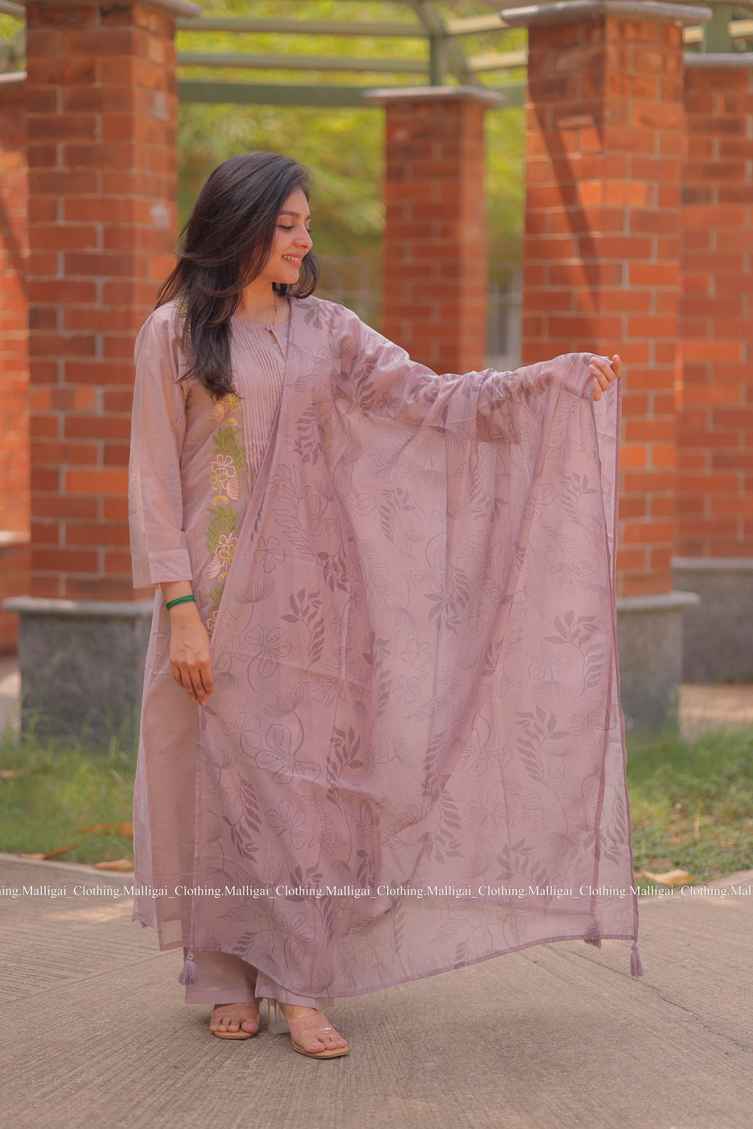 Chanderi Silk - 3 Piece Salwar Suit - Lavender