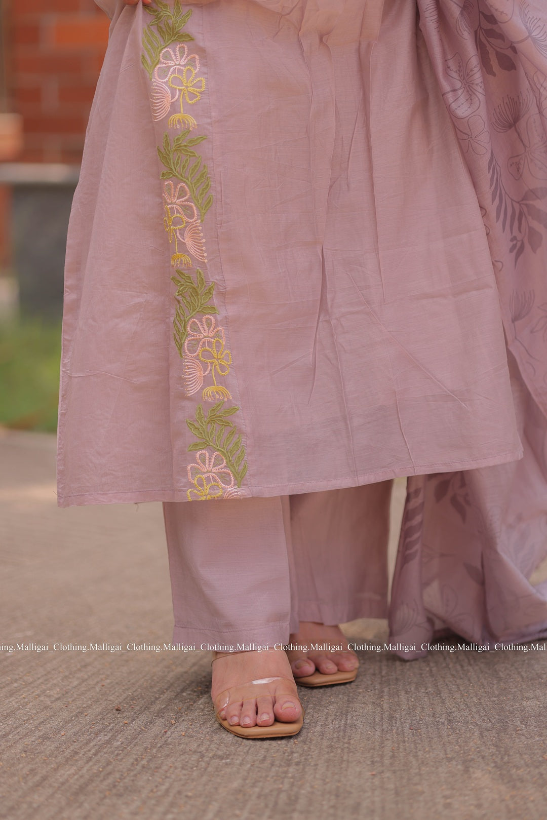 Chanderi Silk - 3 Piece Salwar Suit - Lavender