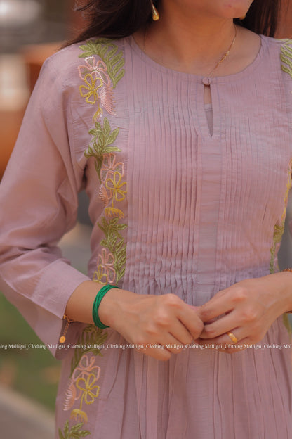 Chanderi Silk - 3 Piece Salwar Suit - Lavender