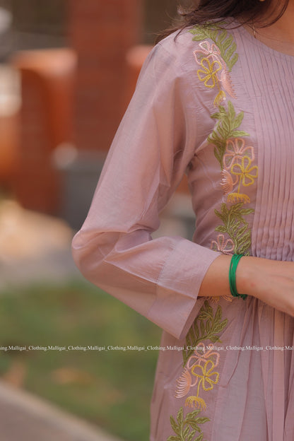 Chanderi Silk - 3 Piece Salwar Suit - Lavender