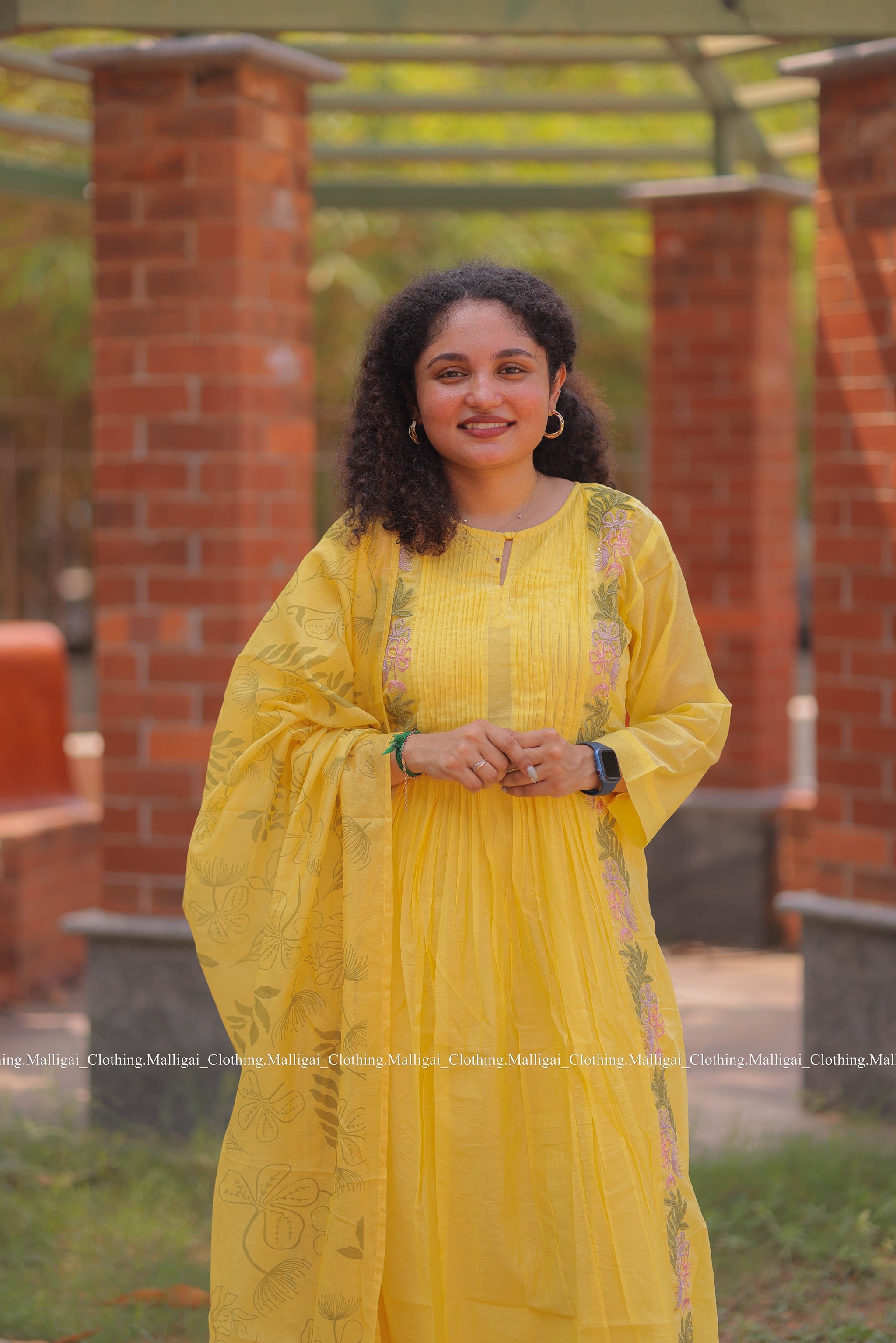 Chanderi Silk - 3 Piece Salwar Suit - Yellow