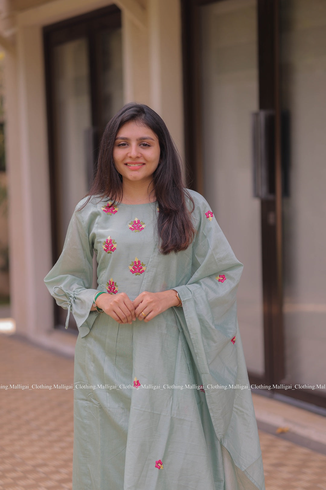 Pastel Blue Chanderi Silk - 3 Piece Salwar Suit