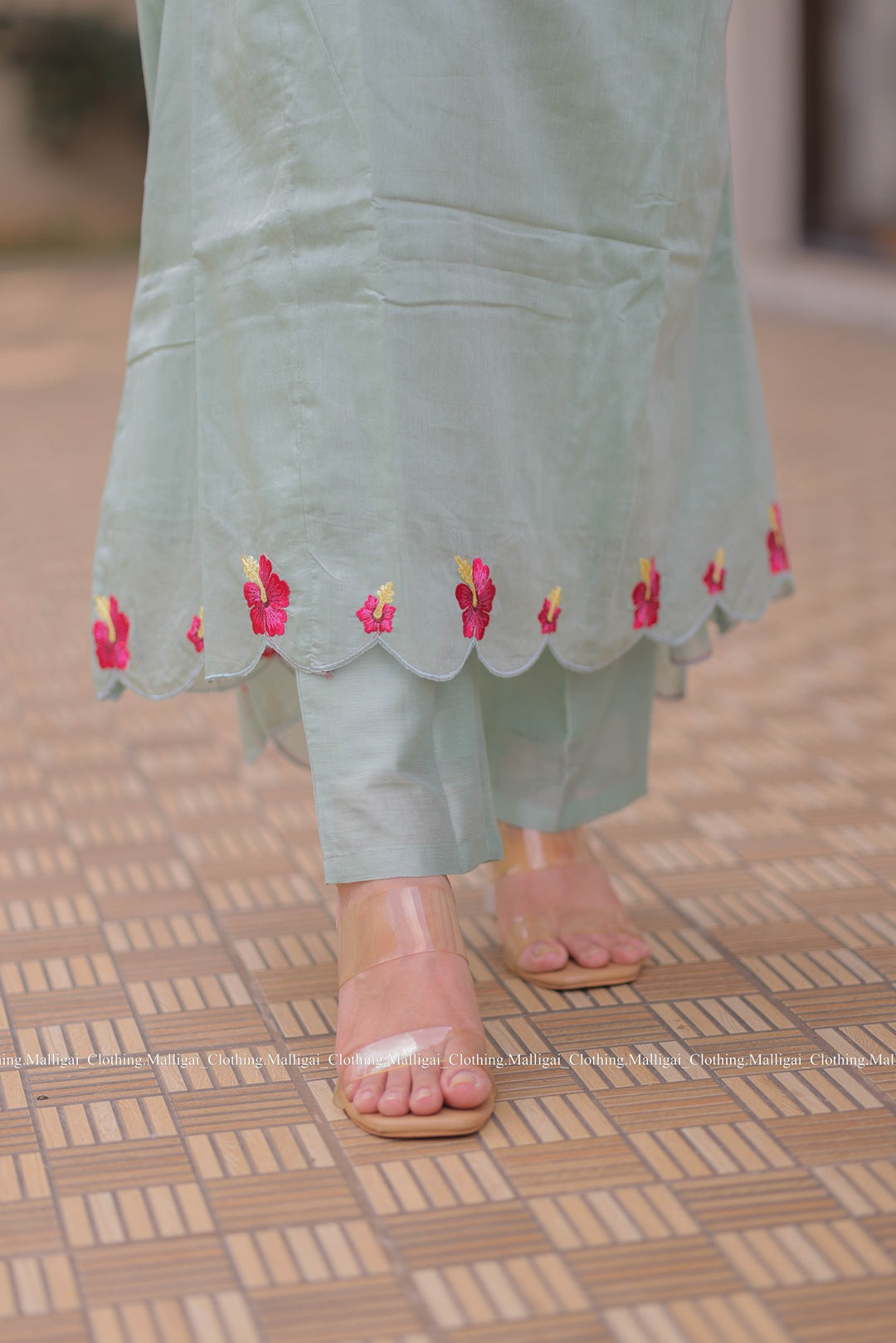 Pastel Blue Chanderi Silk - 3 Piece Salwar Suit