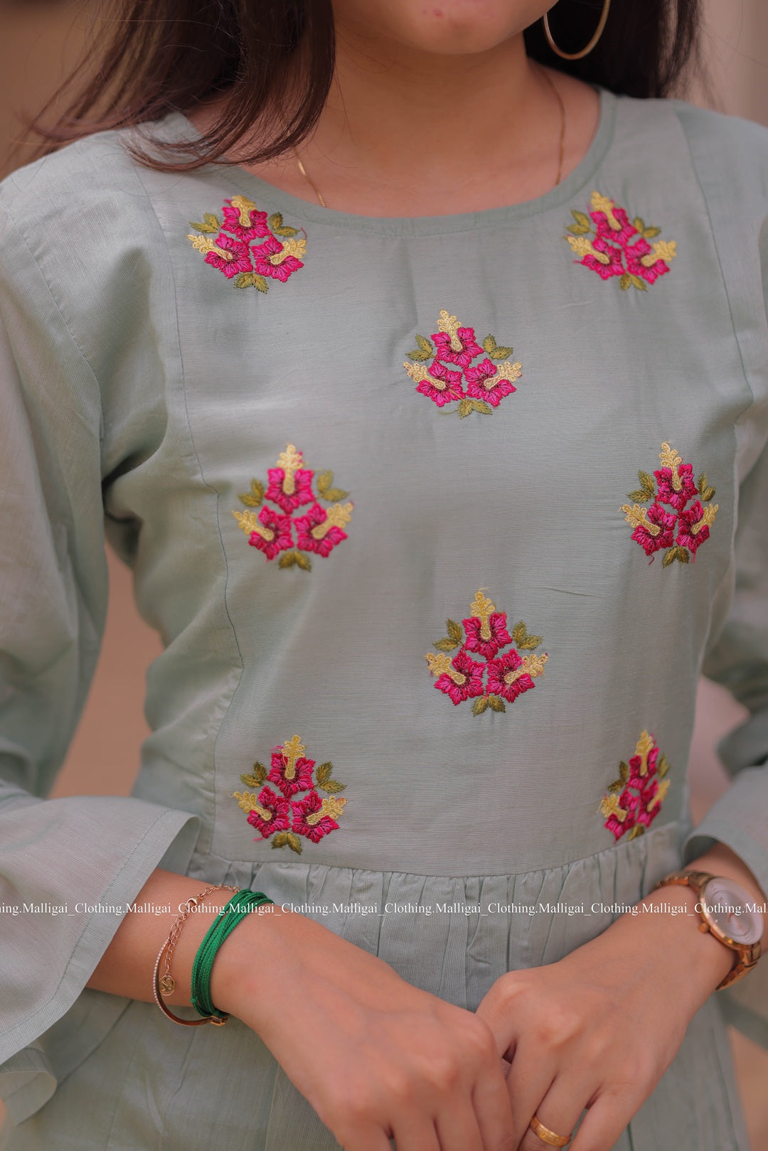 Pastel Blue Chanderi Silk - 3 Piece Salwar Suit