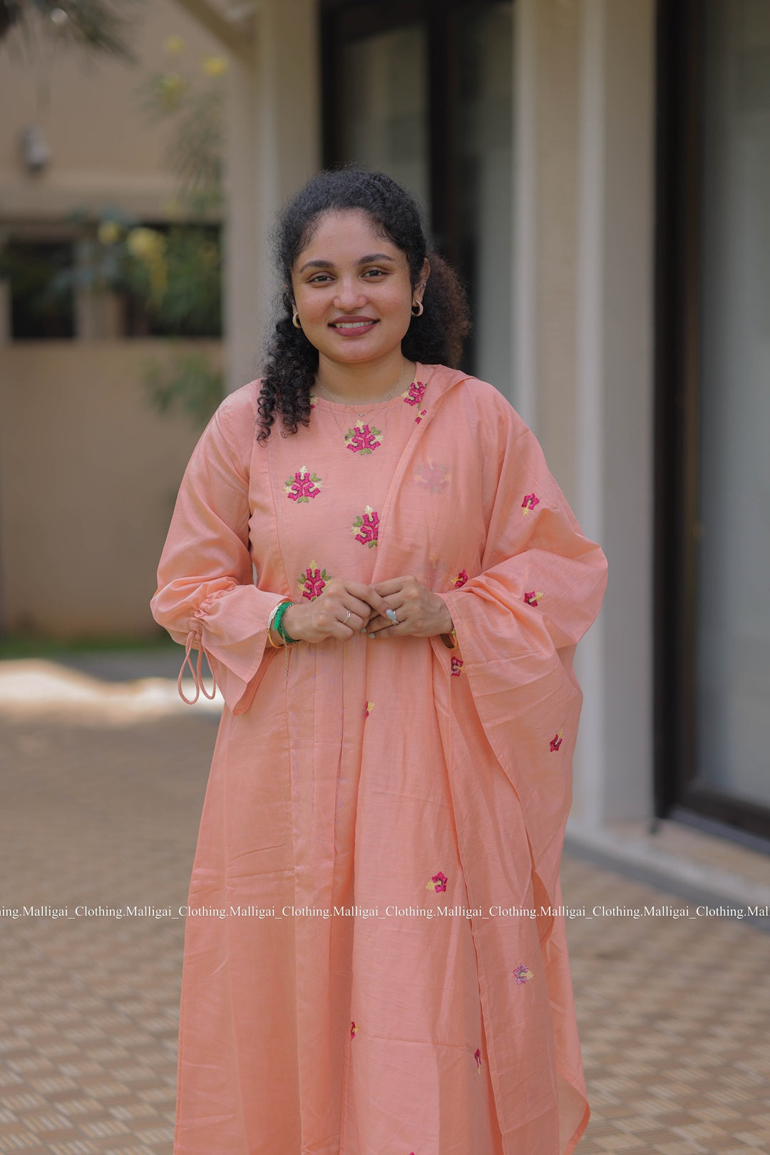 Peach Chanderi Silk - 3 Piece Salwar Suit