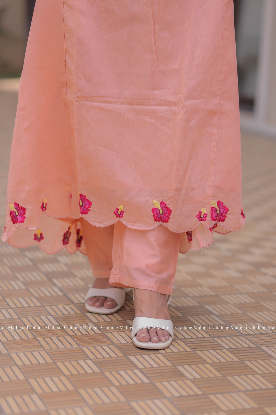 Peach Chanderi Silk - 3 Piece Salwar Suit
