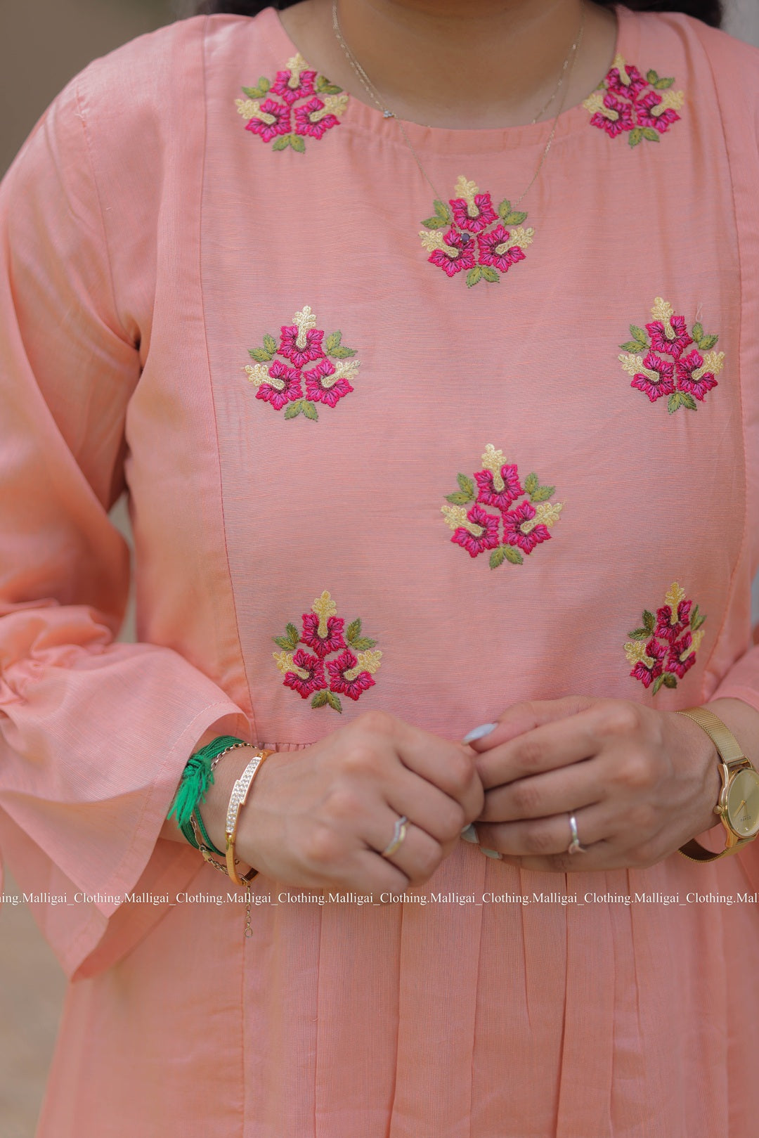 Peach Chanderi Silk - 3 Piece Salwar Suit