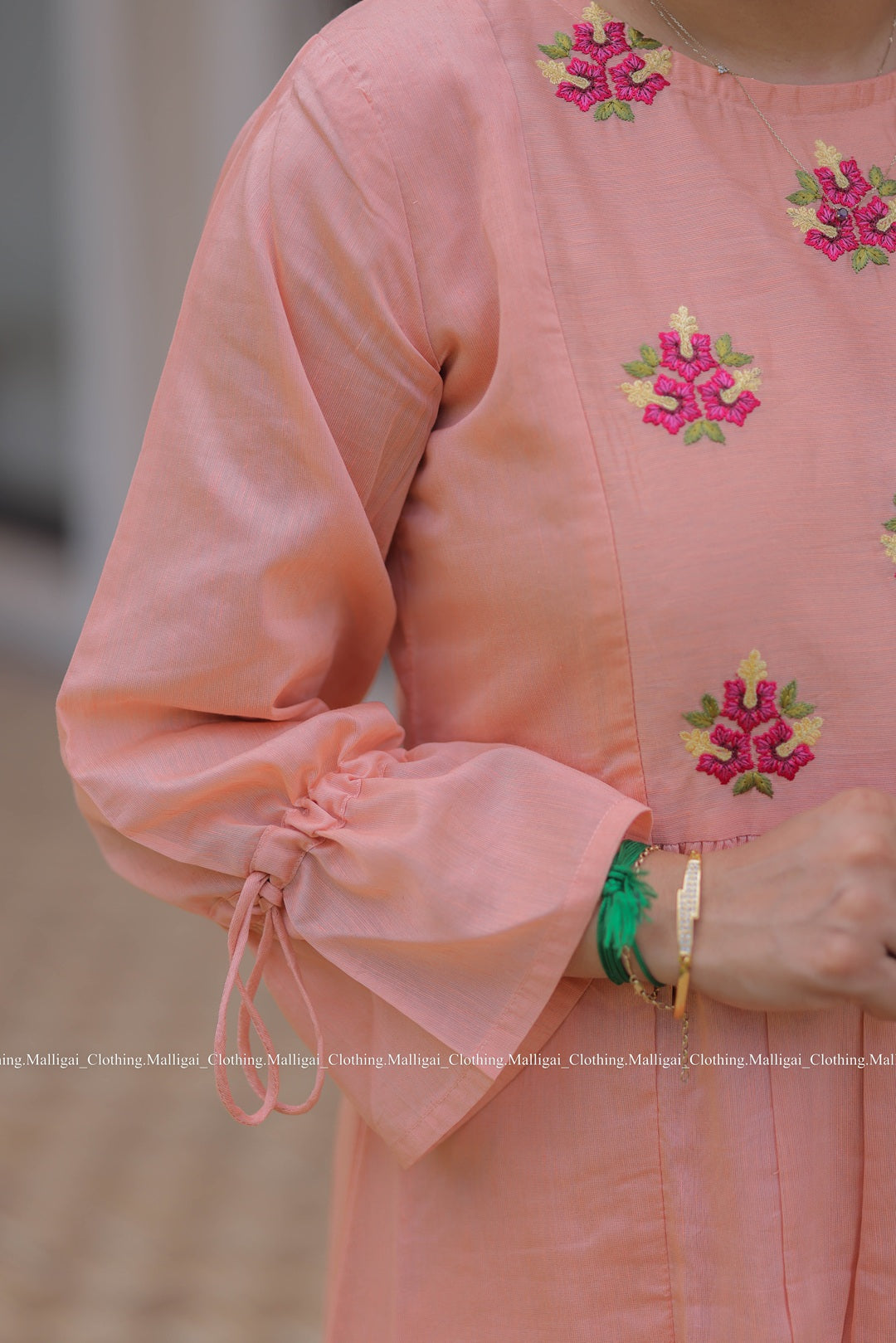 Peach Chanderi Silk - 3 Piece Salwar Suit
