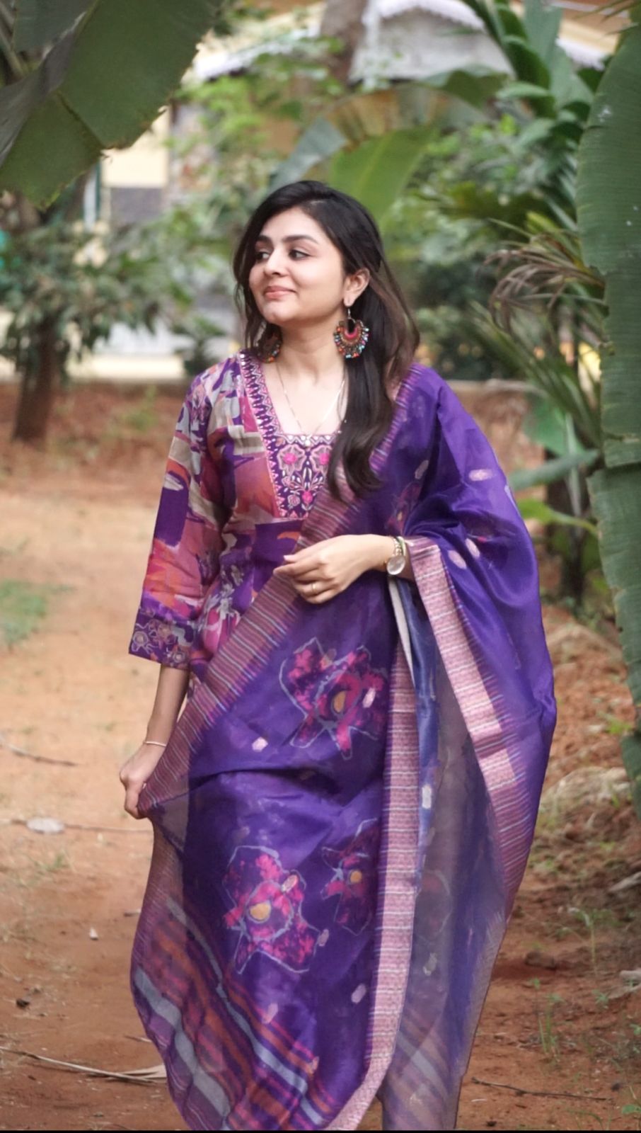 Purple - Silk 3 piece salwar suit